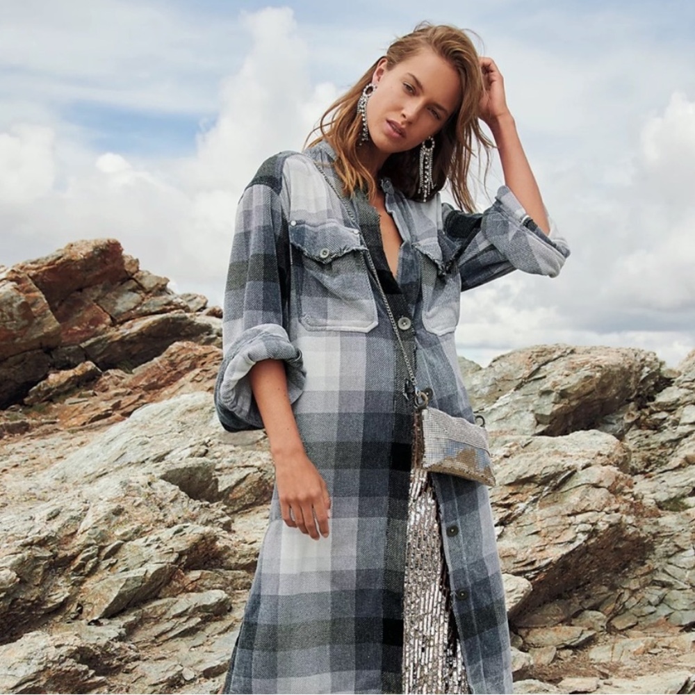 Free people ashima‎ chenille duster flannel jacket